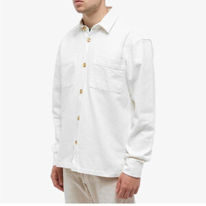 Foret Mellow Twill Overshirt in off White Button-Up Shirt